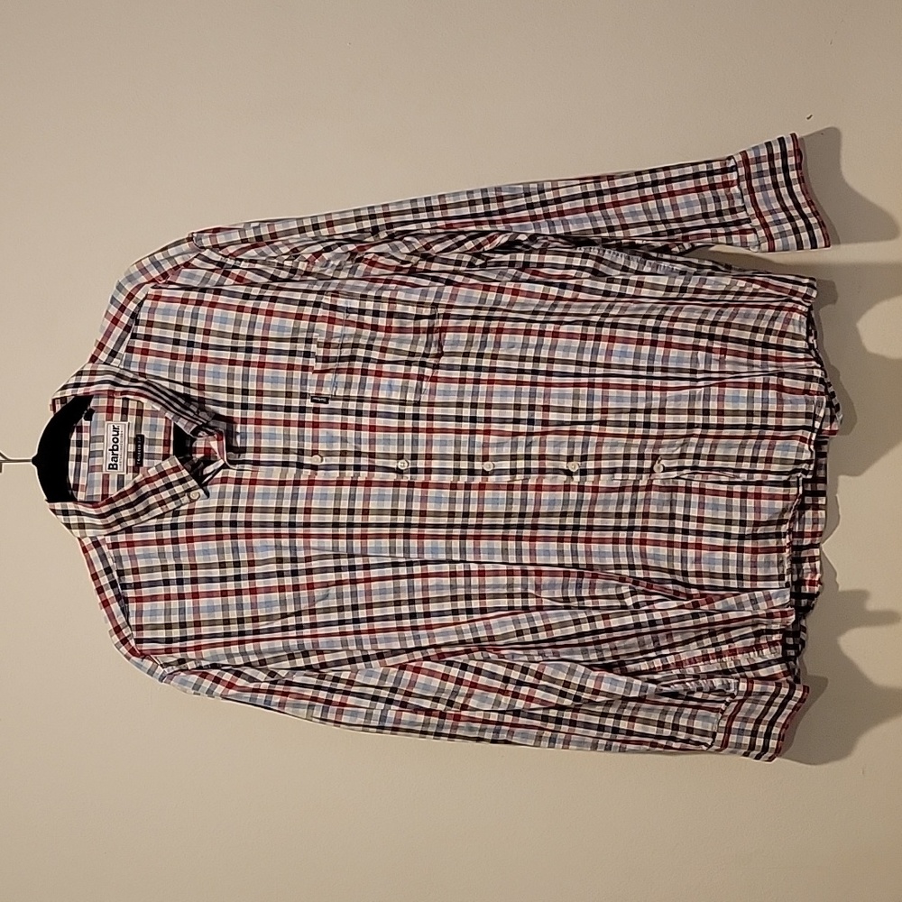 Barbour XXl Shirt plaid 100% cotton plaid brown red blue green bibury